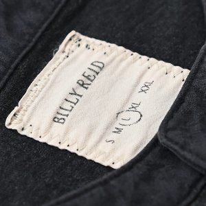 Billy Reid Henley 3-Button in Dark Charcoal Long Sleeve